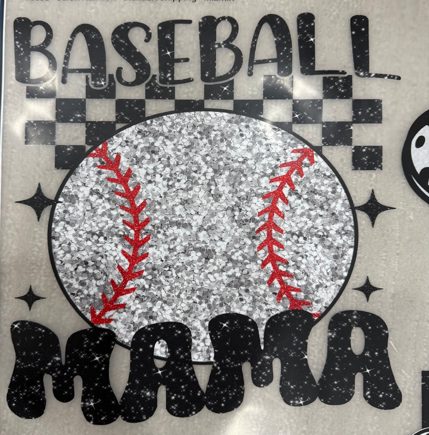 Baseball Mom Checkered Sparkle Shirt