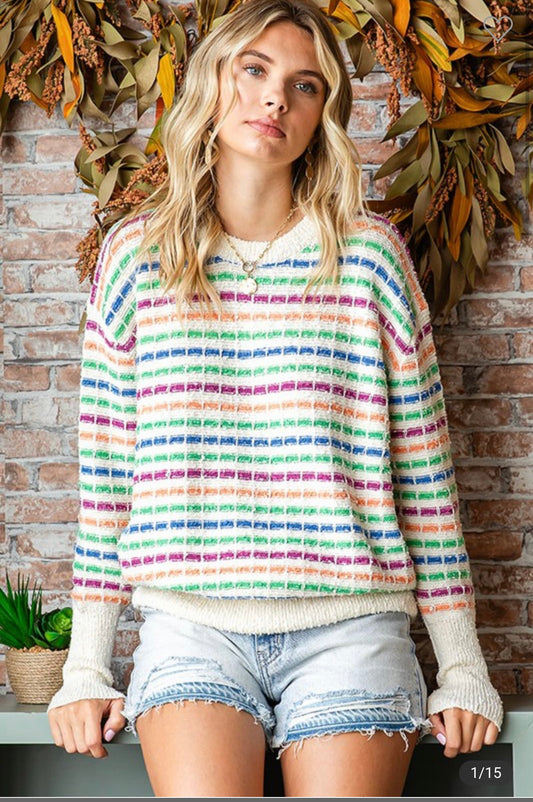 Multicolor Striped Long Sleeve Sweater