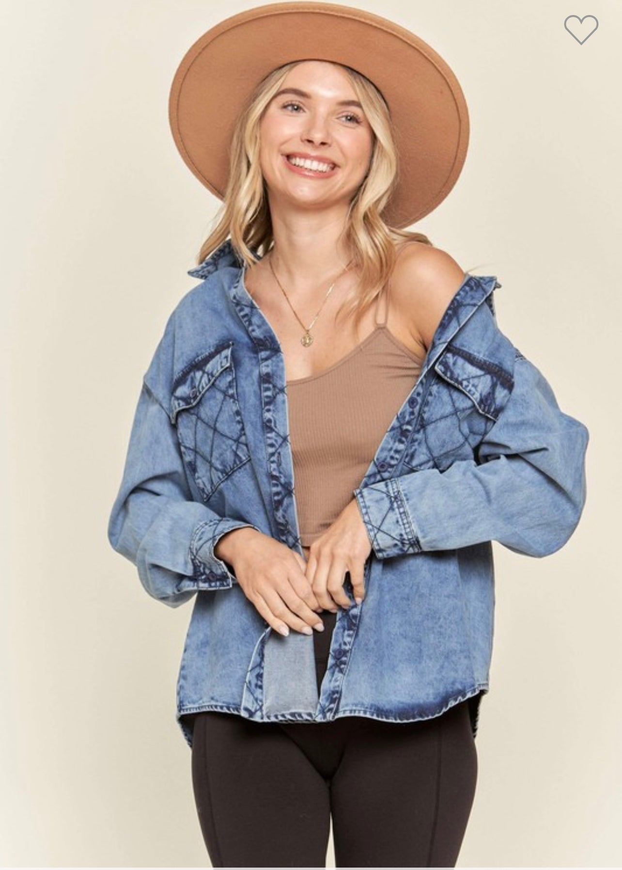 Stitched Accent Denim Shacket